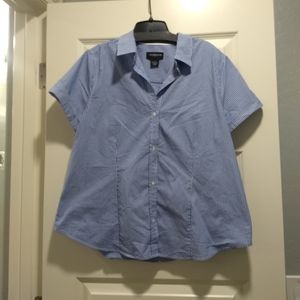Pinstripe Blue Blouse Liz Claiborne L